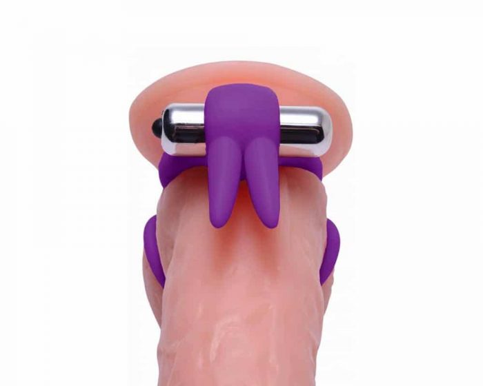 Anillo doble pene y testículos con bala vibradora y rabbit para clítoris Hopper Frisky - Imagen 3