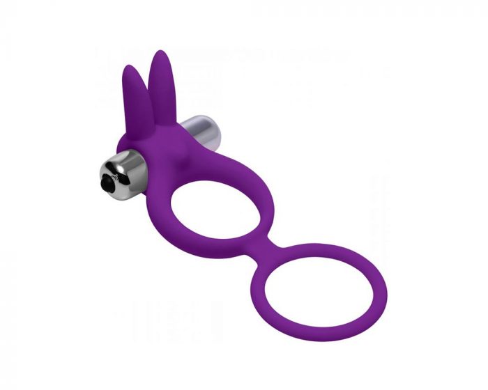 Anillo doble pene y testículos con bala vibradora y rabbit para clítoris Hopper Frisky