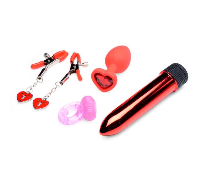 Kit para regalo esenciales Vibrador, anillo, pinzas y plug Frisky - Imagen 3