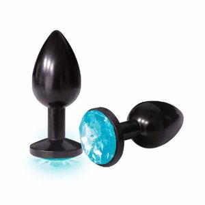 Plug Joya anal de acero negro y turquesa Silver Starter