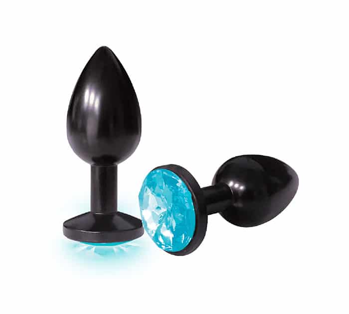 Plug Joya anal de acero negro y turquesa Silver Starter