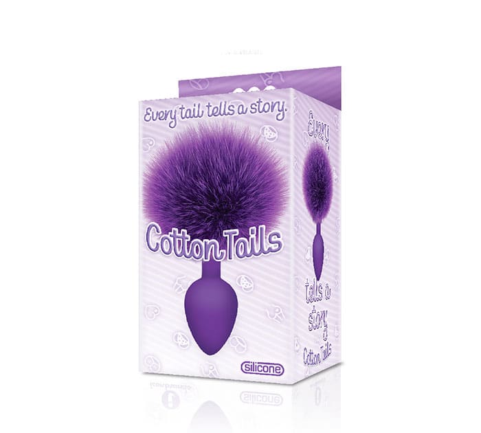Plug cola de conejo tipo pompom morado - Imagen 2