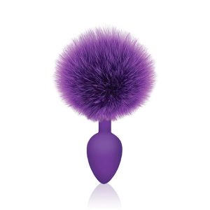 Plug cola de conejo tipo pompom morado