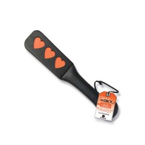 Palmeta bondage de cuero sintético con sello 3 corazones IconBrands Hearts