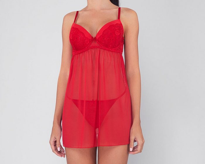 Sexy Babydoll con malla y encaje