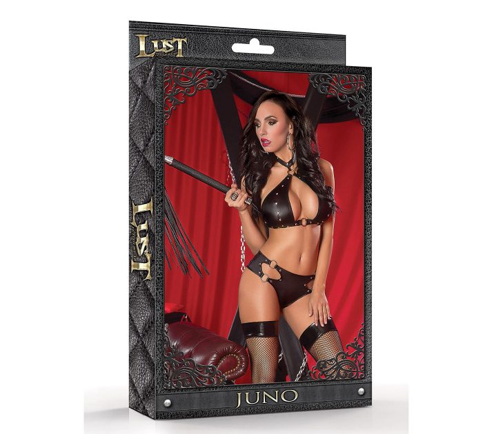 Conjunto Juno choker sostén y pantaleta símil cuero - Imagen 4