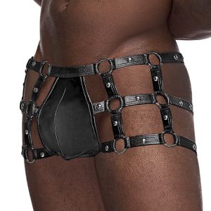 Boxer tipo arnés con argollas símil cuero Vulcan