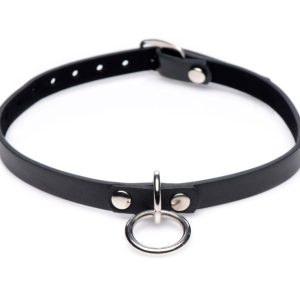 Collar choker de cuerina con argolla metálica Master Series Vixen