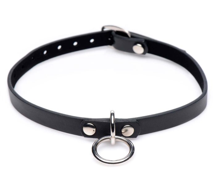 Collar choker de cuerina con argolla metálica Master Series Vixen