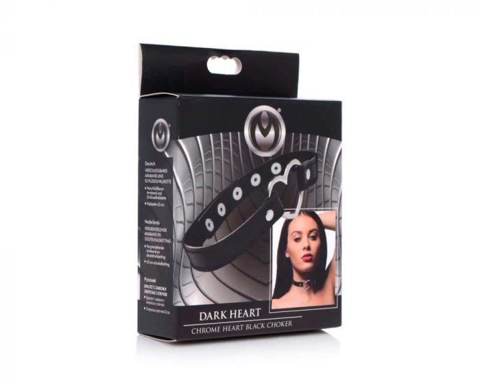 Collar de cuero vegano con corazón BDSM Master Series BLACK - Imagen 3