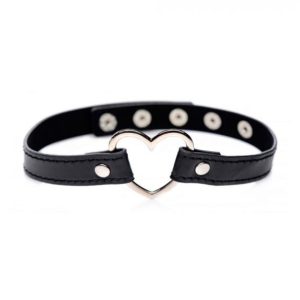 Collar de cuero vegano con corazón BDSM Master Series BLACK