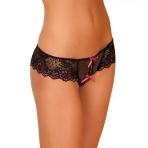 Pantaleta encaje siempre lista con cintas rosadas