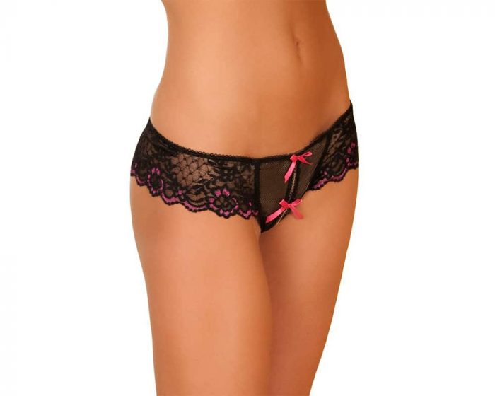 Pantaleta encaje siempre lista con cintas rosadas