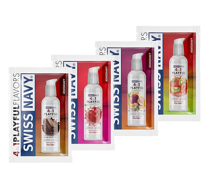 Sachet 4 en 1 Lubricante-Masaje-Calor y Sabores Swiss Navy