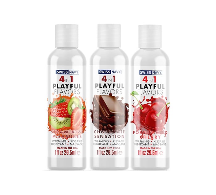 4 en 1 Lubricante-Masaje-Calor y Sabores 29 ml Swiss Navy