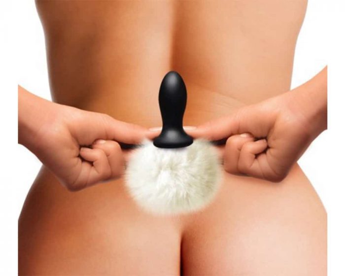 Plug anal con colita de conejo blanco - Imagen 2