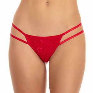 Hilo dental microfibra y encaje rojo